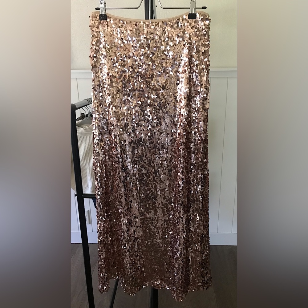 Rose gold sequence maxi skirt/ formal/ special occasion long skirt / women’s